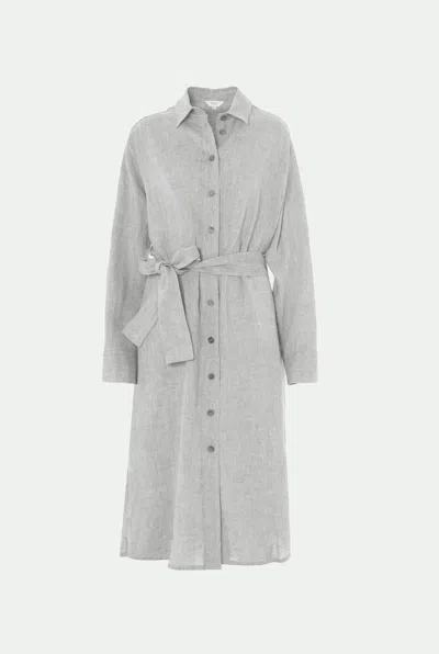 Malo Linen Shirt Dress In Gray