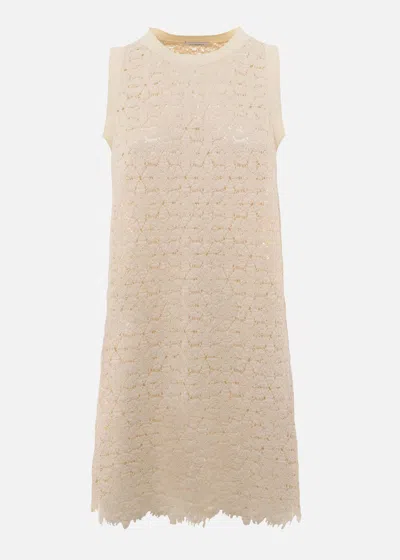 Malo Abito In Cotone Macramé In Neutral