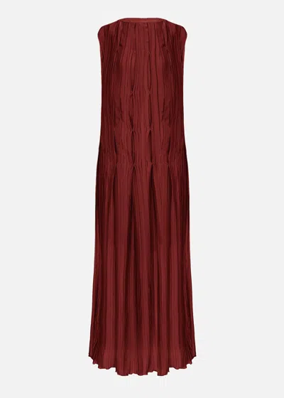 Malo Pleated Dress In Red