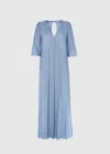Malo Abito Scollo V In Misto Cotone In Blue