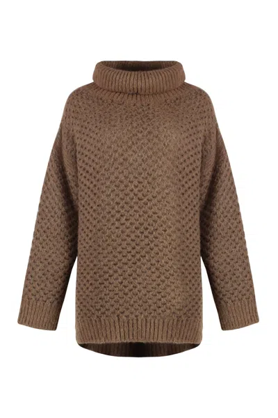 Malo Alpaca Blend Sweater In Brown