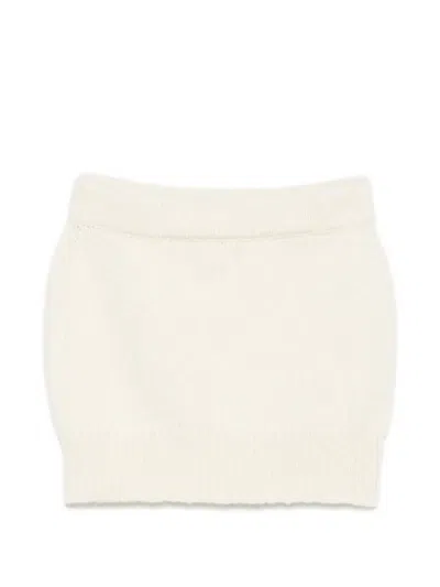 Malo Aran Ribbed-knit Mini Skirt In White