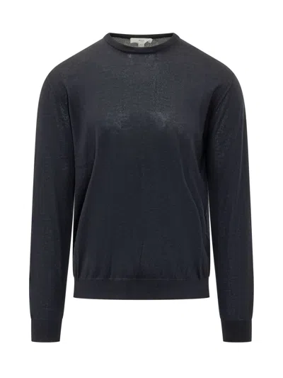 Malo Basic Crew Neck Knit Sweater In Blue