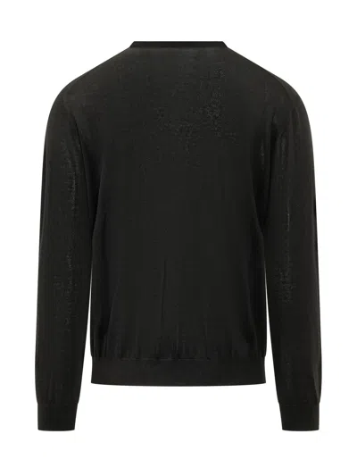 Malo Basic Crewneck Knit Sweater In Nero