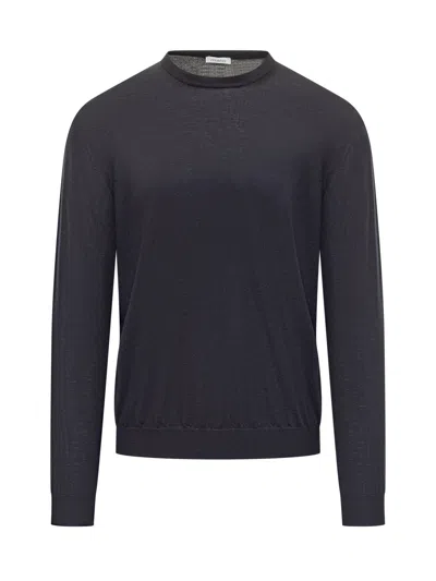 Malo Basic Crewneck Sweater In Blu Diesel