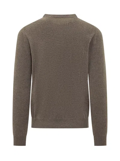 Malo Basic Crewneck Wool Sweater In Brown