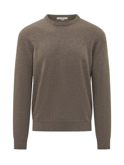 Malo Basic Crewneck Wool Sweater In Tobacco