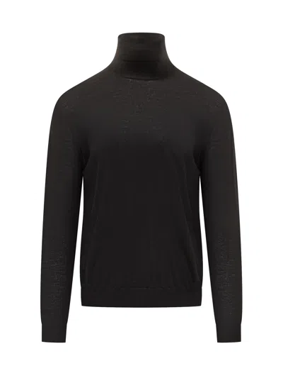 Malo Basic Mock-neck Sweater In Nero