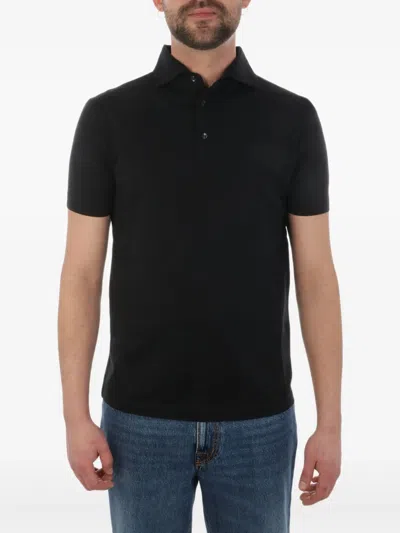 Malo Fine-knit Cotton Polo Shirt In Blau