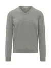 Malo Basic V-neck Knit Sweater In Gray