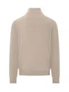 Malo Basic Wool Zip Turtleneck Sweater In Dune