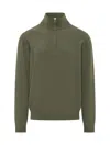Malo Basic Zip Turtleneck Sweater In Green