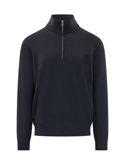 Malo Basic Zip-up Knit Sweater In Black