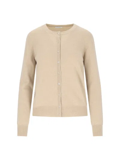 Malo Beige Cashmere Cardigan With Ribbed Finishes In Neutrals