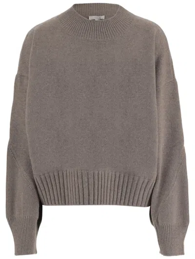 Malo Beige Curved Hem Cashmere Sweater In Gray