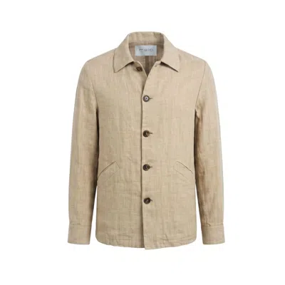 Malo Beige Linen Men Jacket In Brown