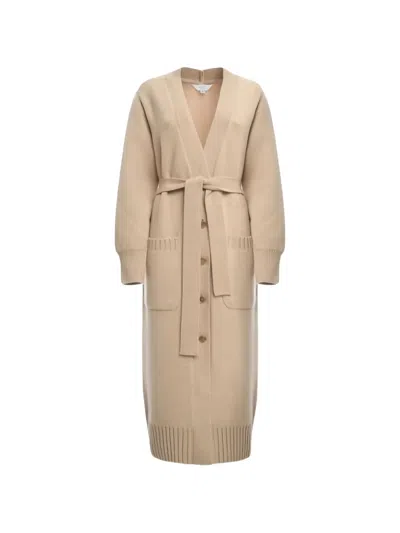 Malo Belted Button-up Cardi-coat In Neutrals