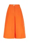 Malo High-waisted Wide Leg Shorts With Button Detail In Orange