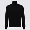 Malo Ribbed Turtleneck Knit Sweater With High Collar In Black