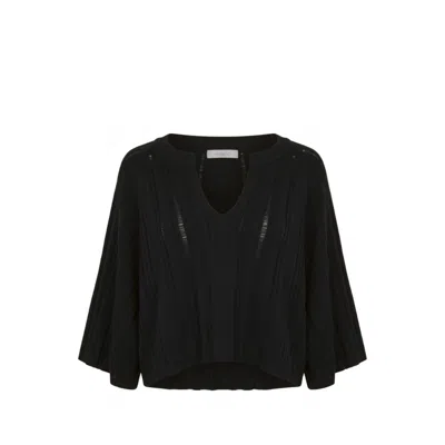 Malo Black Cotton Women Sweater