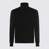 Malo Ribbed Turtleneck Knit Sweater With High Collar In Black
