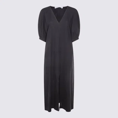 Malo Dress Knee Length Puff Sleeves In Blue