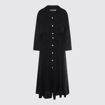 MALO BLACK LINEN MAXI DRESS