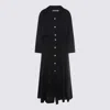 Malo Black Linen Maxi Dress In Multicolor