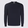 Malo Ribbed Crewneck Sweater With Long Sleeves In Blue