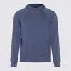 Malo Crewneck Sweater With Front Pocket And Hood In Blue