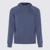 Malo Crewneck Sweater With Front Pocket And Hood In Blue