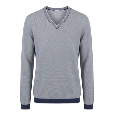 Malo Blue Cotton Men Sweater In Gray