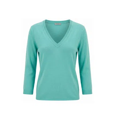 Malo Blue Cotton Women Sweater In Green