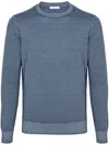 Malo Virgin Wool Crewneck Knitted Sweater In Navy Blue