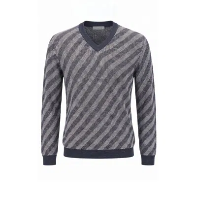 Malo Blue Linen Men Sweater In Multi