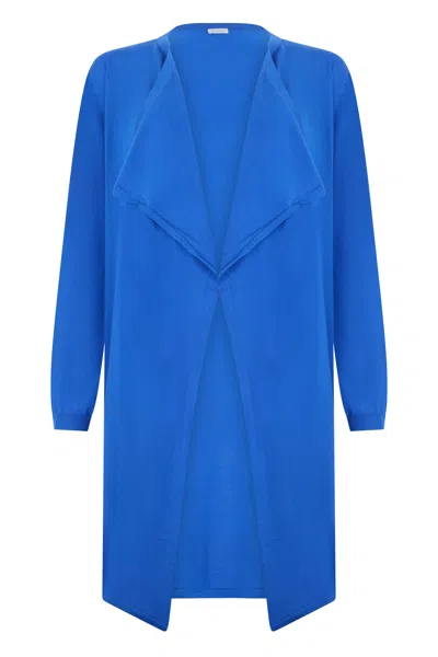 Malo Blue Long Cardigan With Modern Cut That Offers Comfort And Style.
