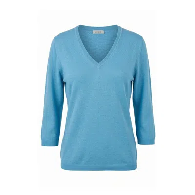 Malo Blue Silk Women Sweater