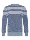 Malo Crewneck Sweater With Terry-effect Melange Knit In Blue