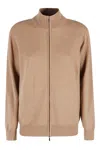 Malo Zip High-neck Cardigan In Brown