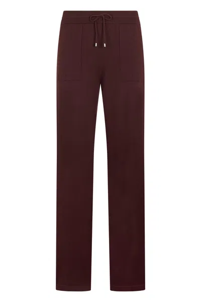 Malo Bordeaux Straight Pants With Elastic Waist In Burgundy