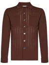 Malo Long-sleeved Brown Mak Cotton Knit Shirt In Brown