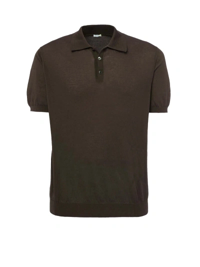 Malo Brown Short-sleeved Polo Shirt In Fango