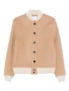 Malo Button Bomber Jacket In Neutral