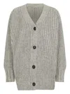 Malo Oversized Gray Cardigan With Button Closure And Melange Pattern. In Gray