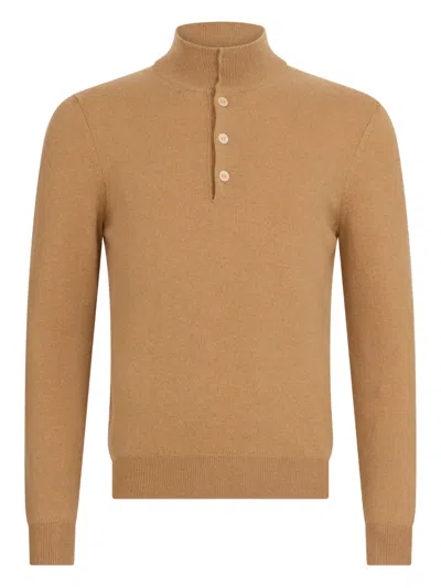 Malo Buttoned Polo Shirt In Brown