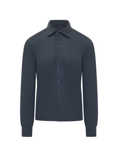 Malo Dark Blue Regular Solid Shirt