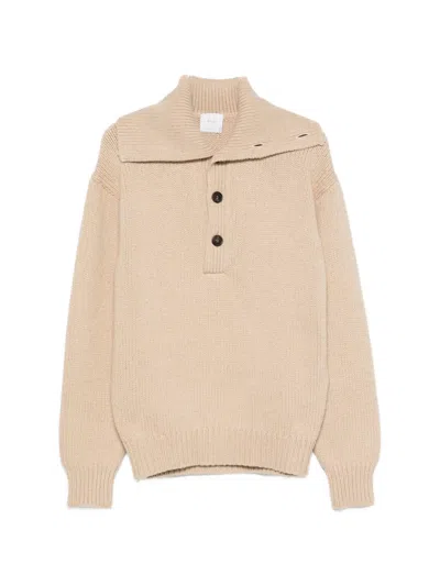 Malo Button-fastening Ribbed-collar Knit In Neutral