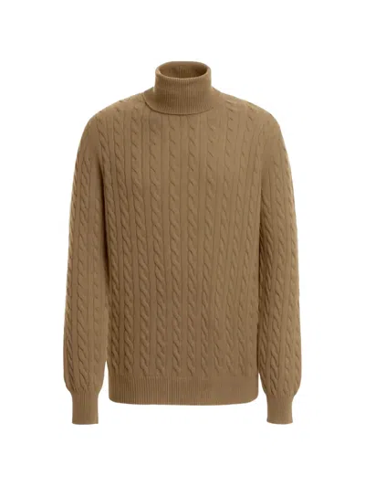 Malo Cable-knit Roll-neck Sweater In Neutrals