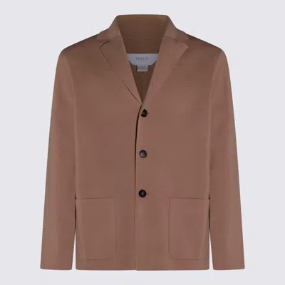 Malo Camel Cotton Blazer In Brown