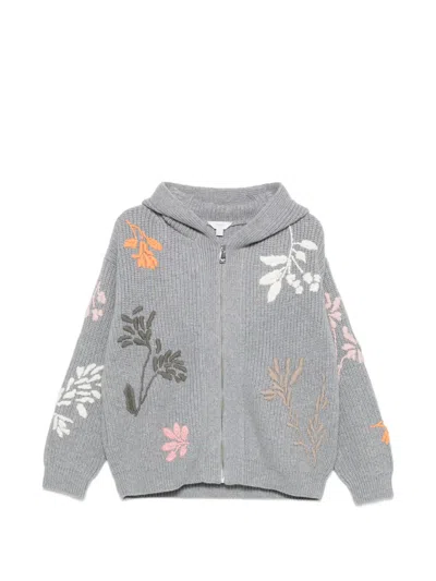 Malo Camelia Embroidered Cashmere Zip Bomber Jacket In Gray